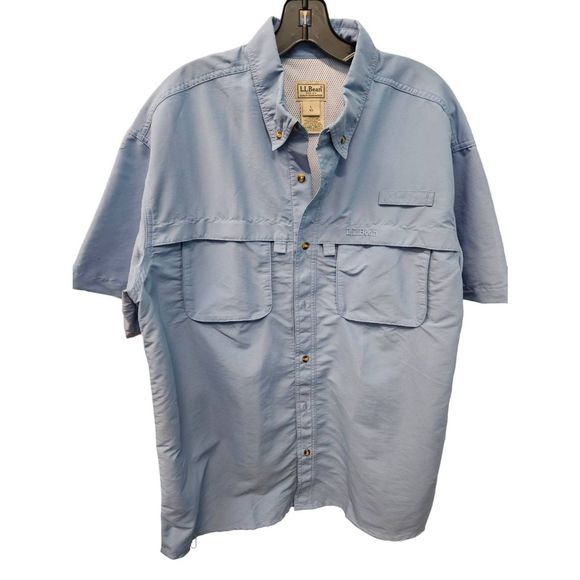 L.L. Bean Blue Performance Vented Fishing Shirt size Large - Picture 1 of 10